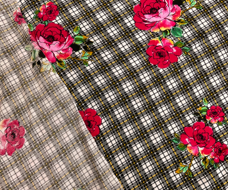 Black-Pink-Multi Rayon Floral Printed Challis Woven Fabric