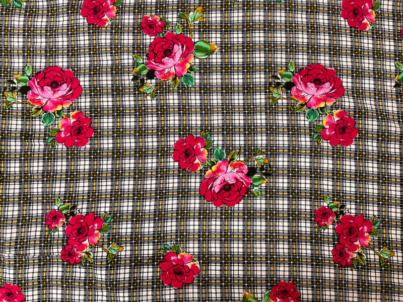 Black-Pink-Multi Rayon Floral Printed Challis Woven Fabric