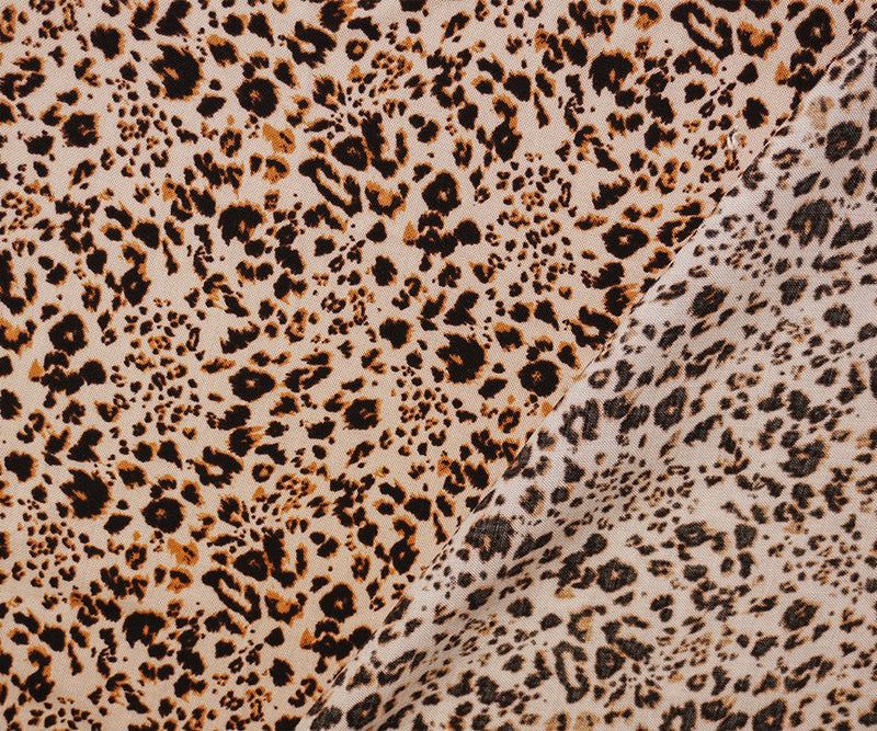 4 YD PC-Beige-Black-Brown Rayon Leopard Printed Challis Woven Fabric