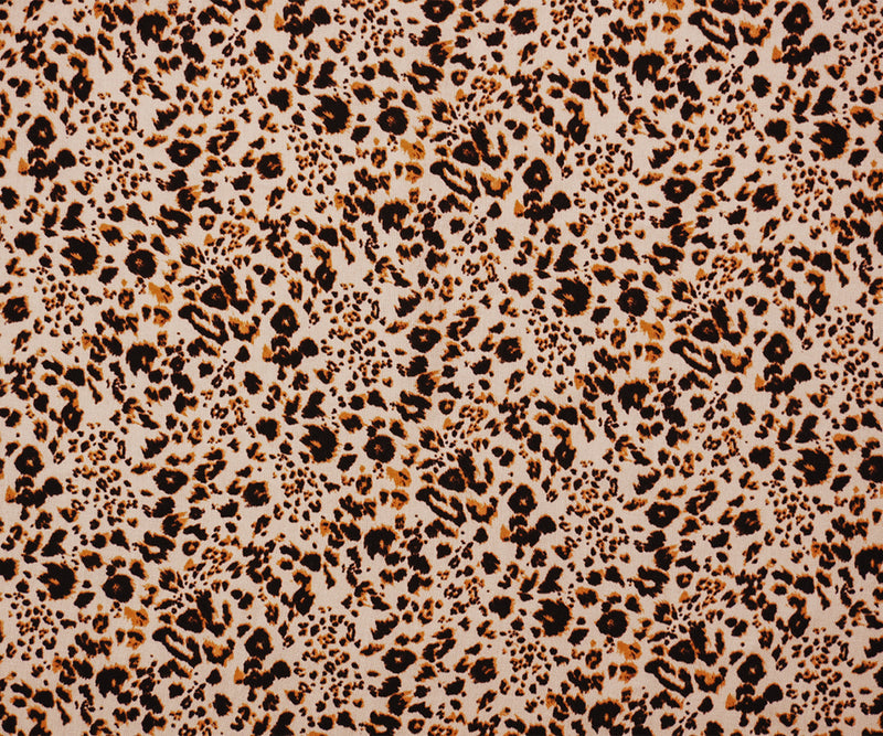 4 YD PC-Beige-Black-Brown Rayon Leopard Printed Challis Woven Fabric