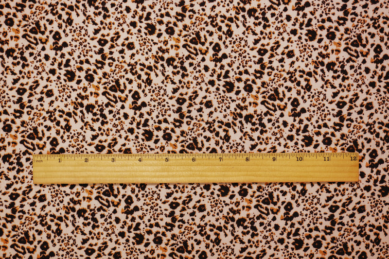 4 YD PC-Beige-Black-Brown Rayon Leopard Printed Challis Woven Fabric