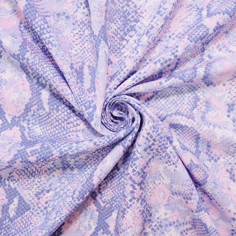 Purple-Pink-White Rayon Reptile Printed Challis Woven Fabric