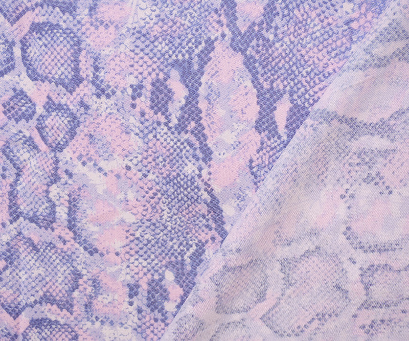 Purple-Pink-White Rayon Reptile Printed Challis Woven Fabric