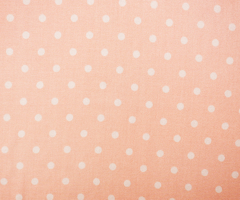 2 YD PC-Peach-White Rayon Dot Printed Momie Crepe Woven Fabric
