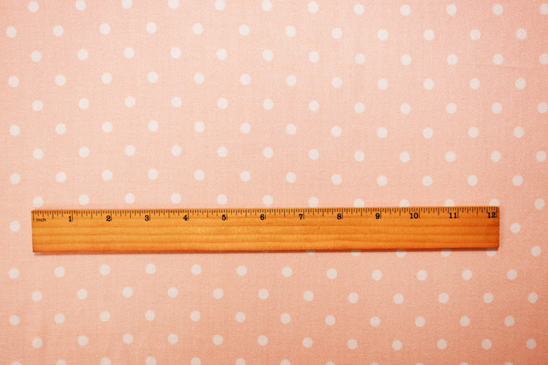 2 YD PC-Peach-White Rayon Dot Printed Momie Crepe Woven Fabric