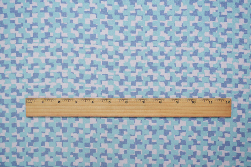 Blue-White Rayon Abstract Printed Dobby Woven Fabric