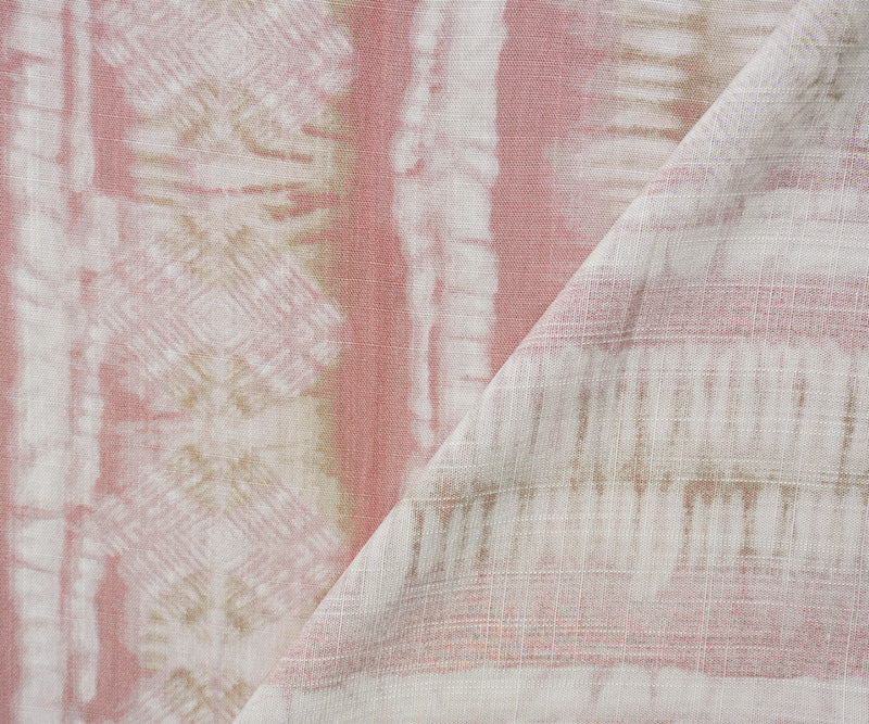 Pink-Multi Rayon Tie Dye Printed Cross Hatch Challis Woven Fabric