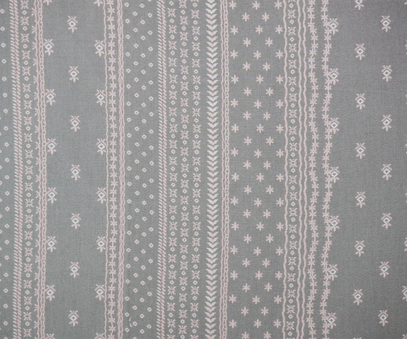 Gray-Pink-White Rayon Nordic Stripe Printed Challis Woven Fabric