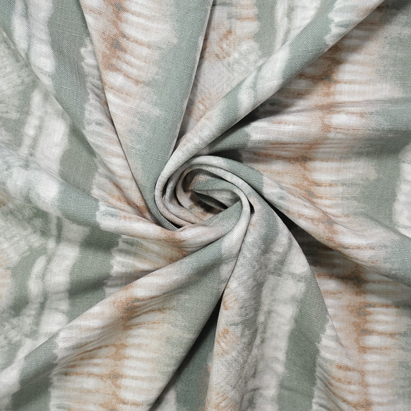 Gray-Beige-White Rayon Tie Dye Printed Cross Hatch Challis Woven Fabric