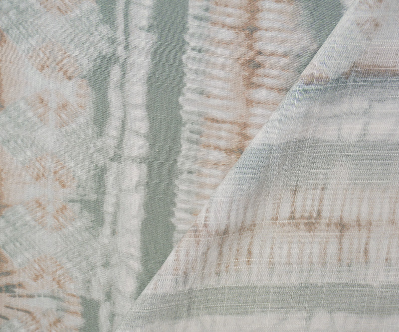 Gray-Beige-White Rayon Tie Dye Printed Cross Hatch Challis Woven Fabric