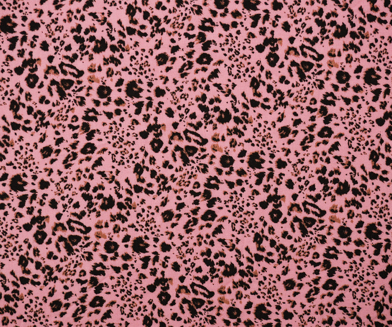 1/2 YD PC-Pink-Black-Brown Rayon Leopard Printed Challis Woven Fabric