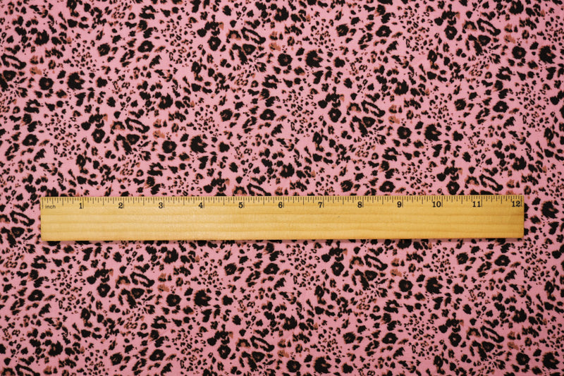 1/2 YD PC-Pink-Black-Brown Rayon Leopard Printed Challis Woven Fabric