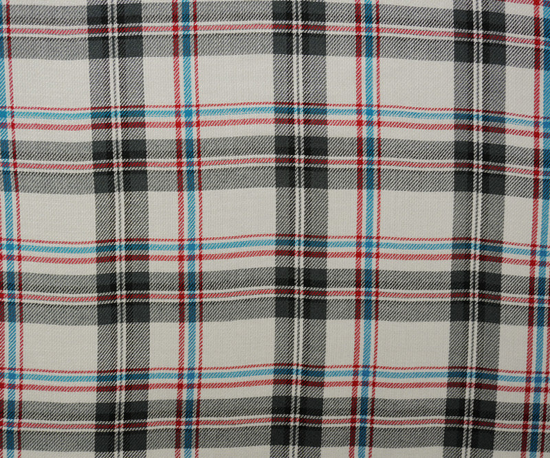 White-Black-Multi Rayon Plaid Twill Woven Fabric