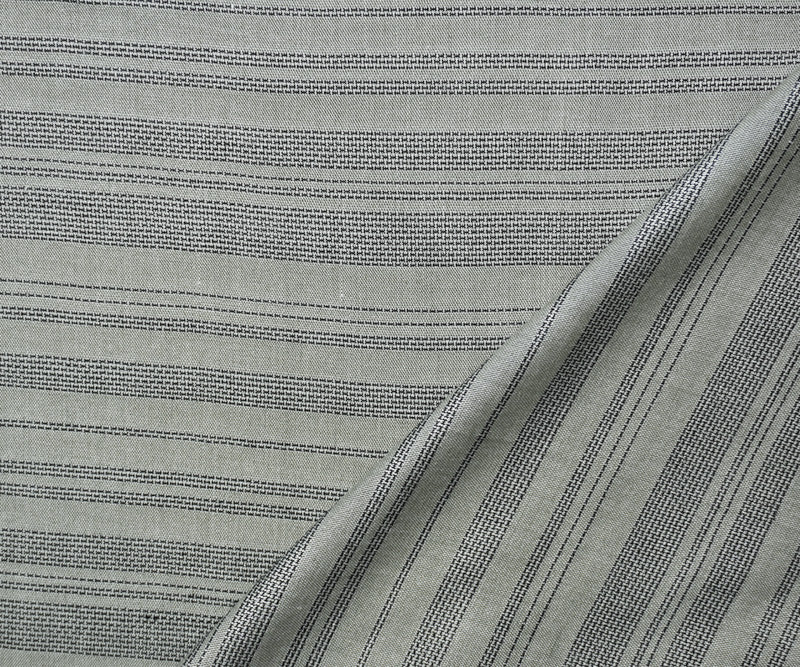 Green-Black-White Rayon Cotton Stripe Dobby Woven Fabric