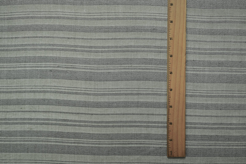 Green-Black-White Rayon Cotton Stripe Dobby Woven Fabric