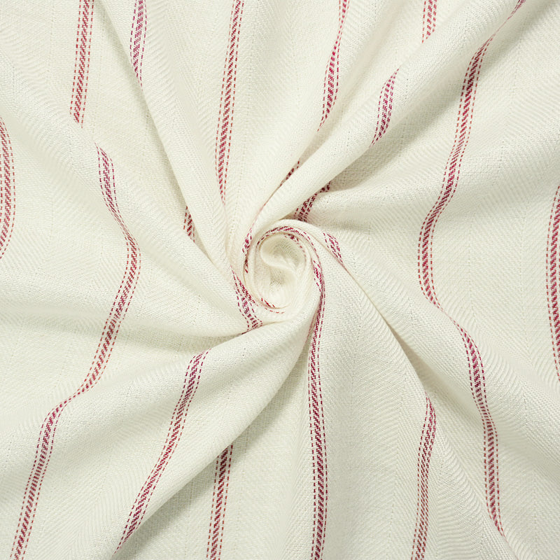 Ivory-Red Rayon Stripe Herringbone Twill Woven Fabric