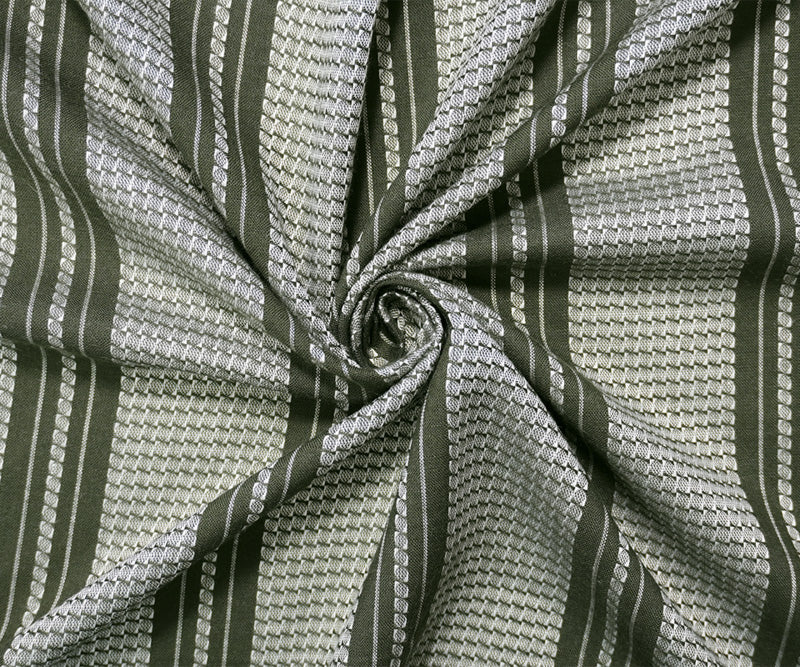 Gray-White Rayon Cotton Stripe Dobby Woven Fabric