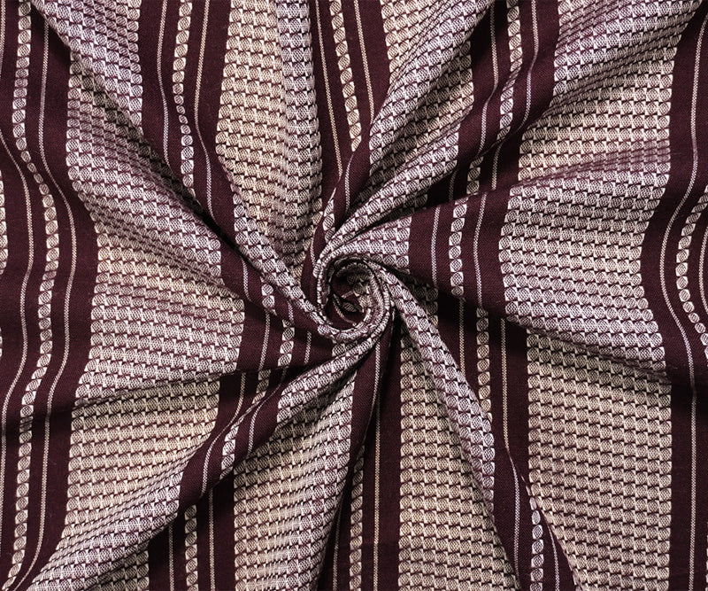 Red-White Rayon Cotton Stripe Dobby Woven Fabric