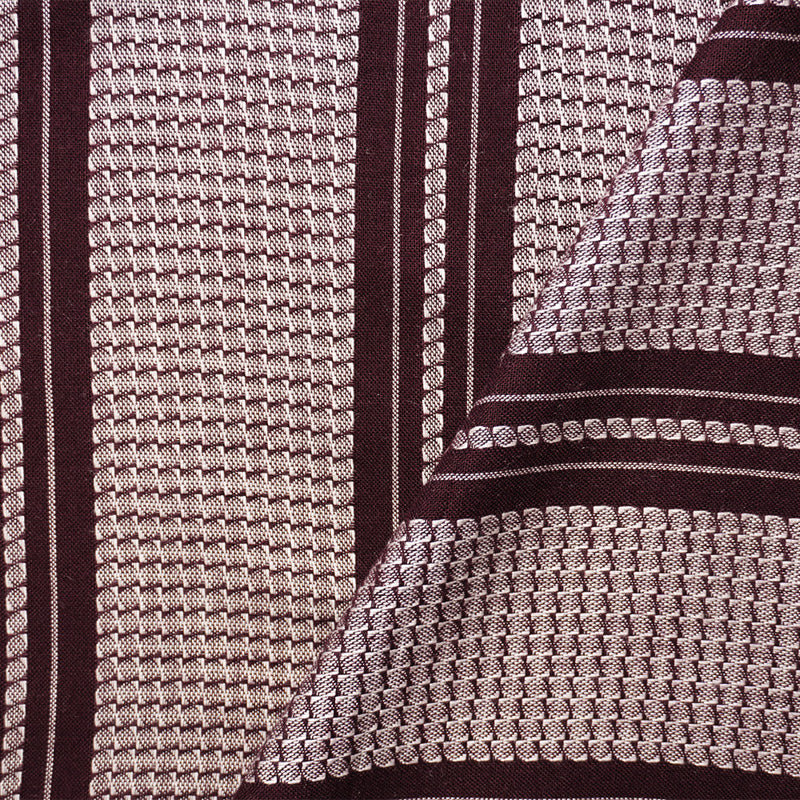 Red-White Rayon Cotton Stripe Dobby Woven Fabric