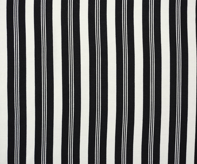 Black-White Rayon Stripe Printed Challis Woven Fabric