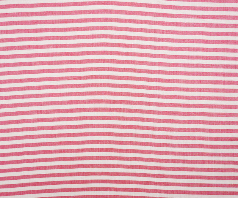 Pink-White Rayon Stripe Challis Woven Fabric