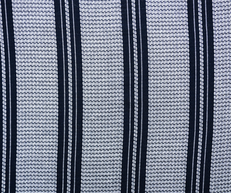 1 1/4 YD PC-Deep Blue-White Rayon Cotton Stripe Dobby Woven Fabric