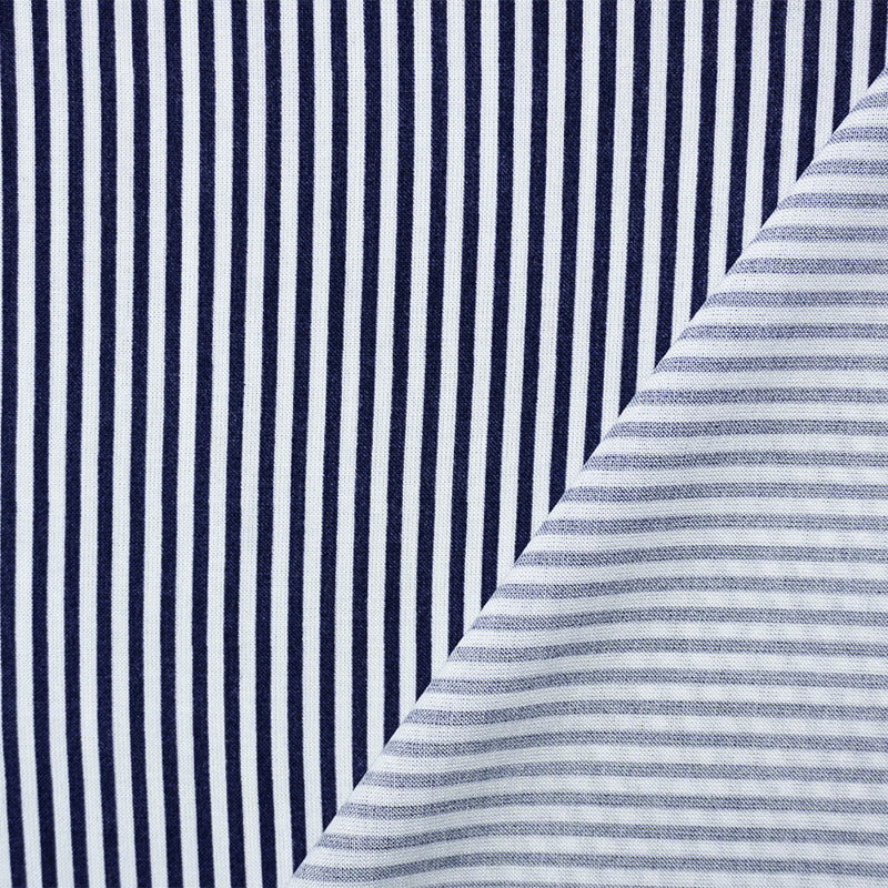 1 1/2 YD PC-Blue-White Rayon Stripe Printed Challis Woven Fabric