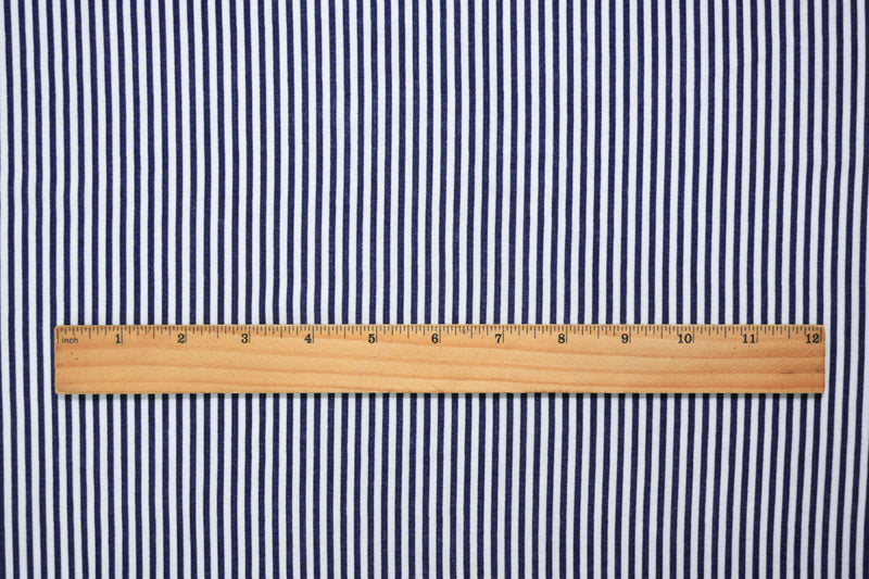 1 1/2 YD PC-Blue-White Rayon Stripe Printed Challis Woven Fabric