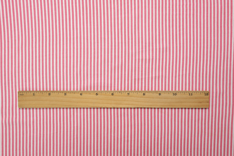 Pink-White Rayon Stripe Challis Woven Fabric