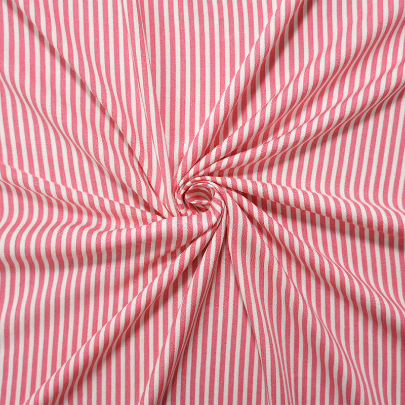 Pink-White Rayon Stripe Challis Woven Fabric
