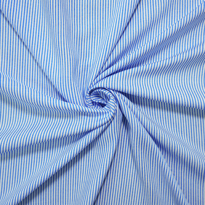 1 YD PC-Blue-White Rayon Stripe Challis Woven Fabric