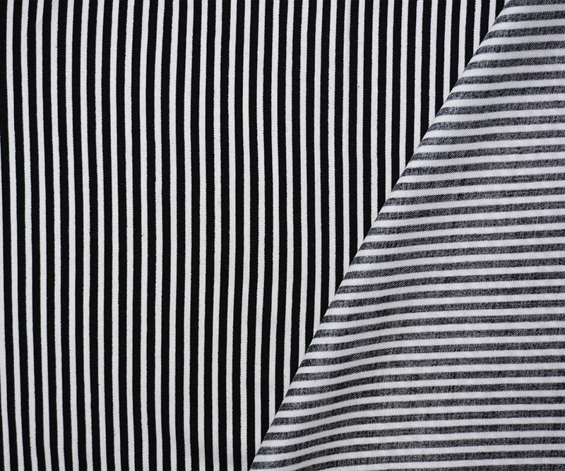 Black-White Rayon Stripe Printed Challis Woven Fabric