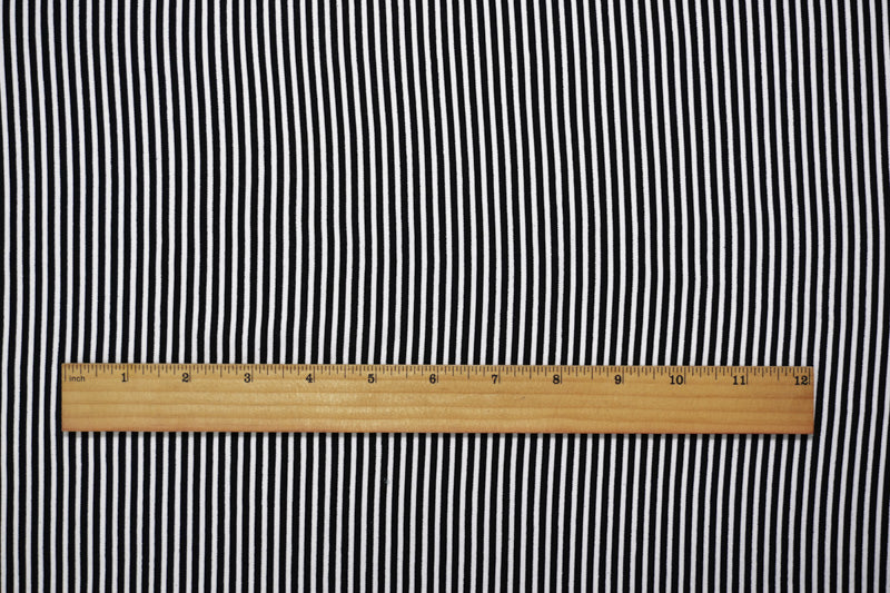 Black-White Rayon Stripe Printed Challis Woven Fabric