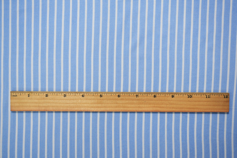Blue-White Rayon Stripe Printed Challis Woven Fabric