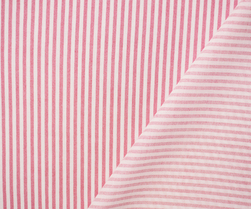 Pink-White Rayon Stripe Printed Challis Woven Fabric