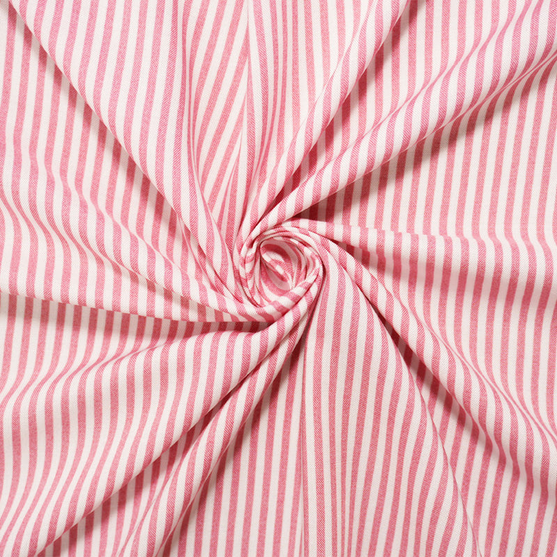 Pink-White Rayon Stripe Printed Challis Woven Fabric