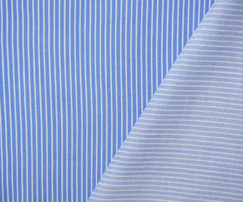 Blue-White Rayon Stripe Printed Challis Woven Fabric