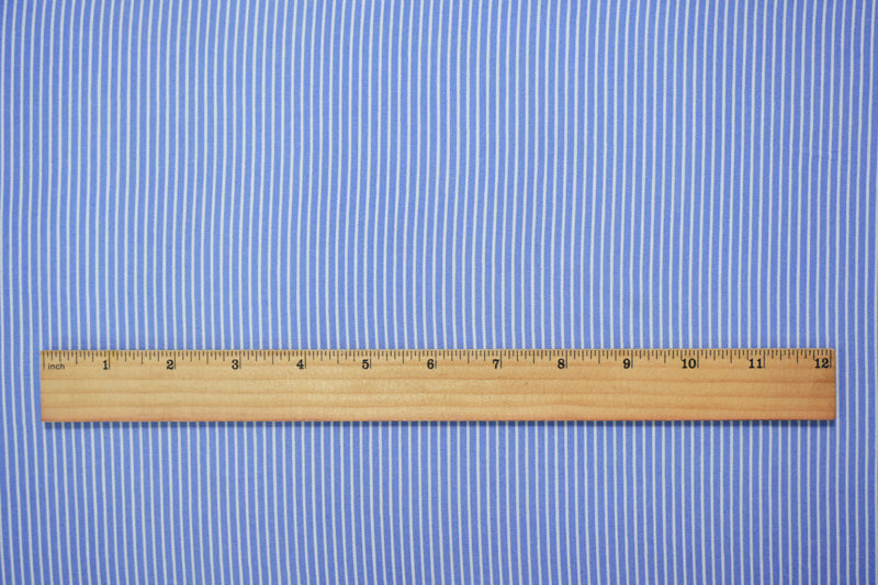 Blue-White Rayon Stripe Printed Challis Woven Fabric