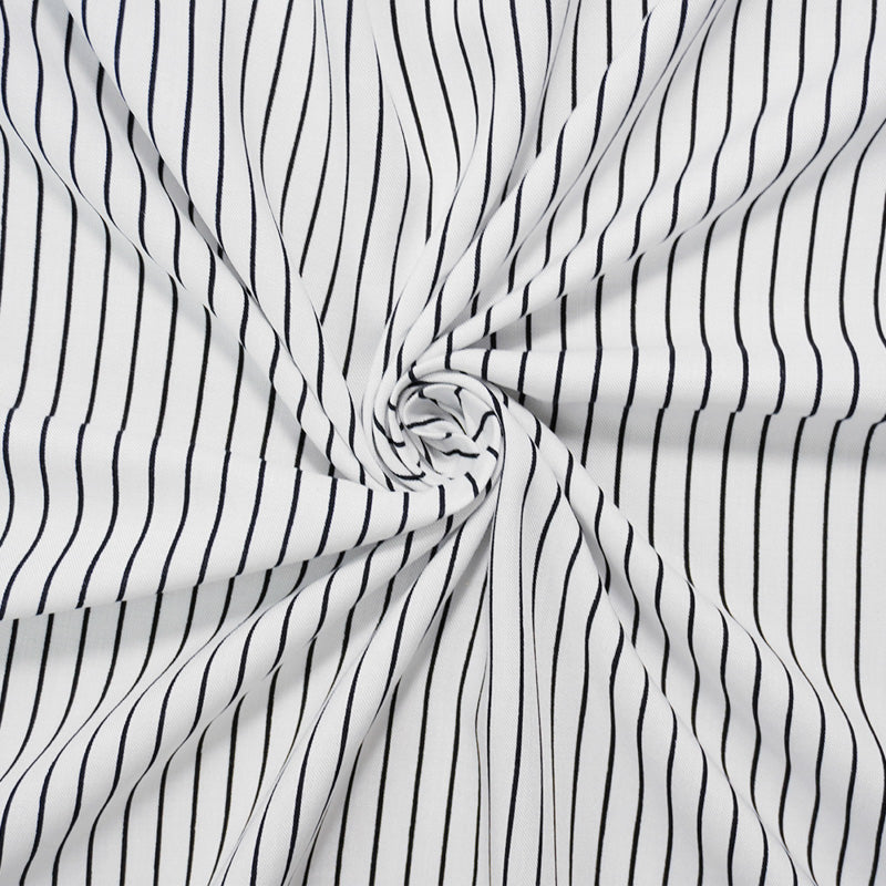 Black-White Rayon Stripe Printed Challis Woven Fabric