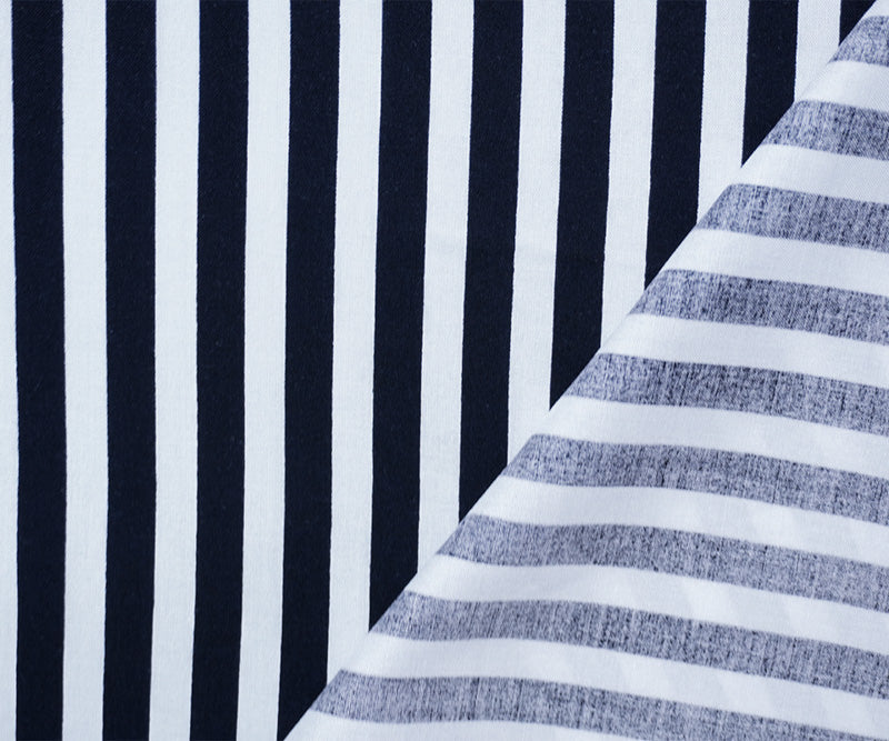 Black-White Rayon Stripe Printed Challis Woven Fabric