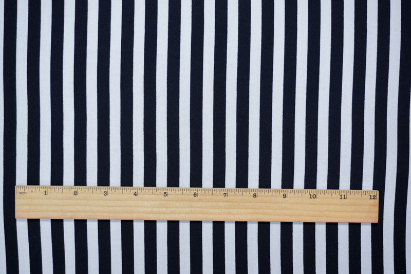 Black-White Rayon Stripe Printed Challis Woven Fabric