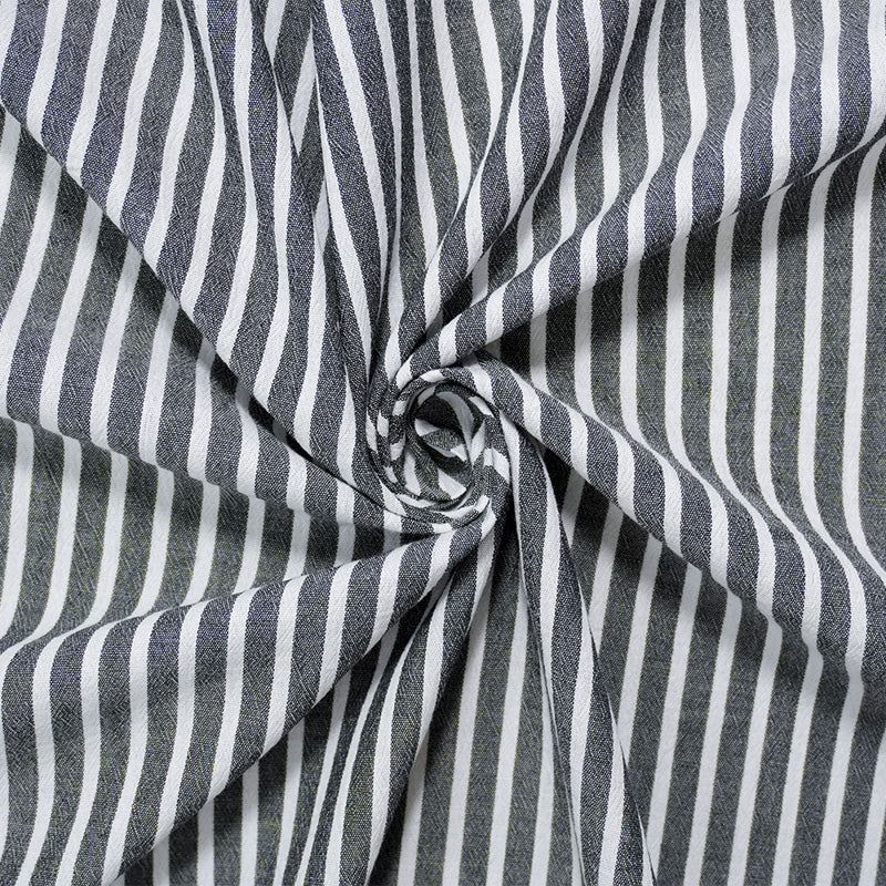 Black-White Rayon Stripe Yarn Dyed Textured Woven Fabric