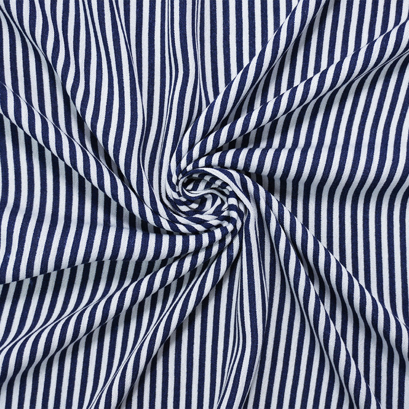 Blue-White Rayon Stripe Gauze Woven Fabric