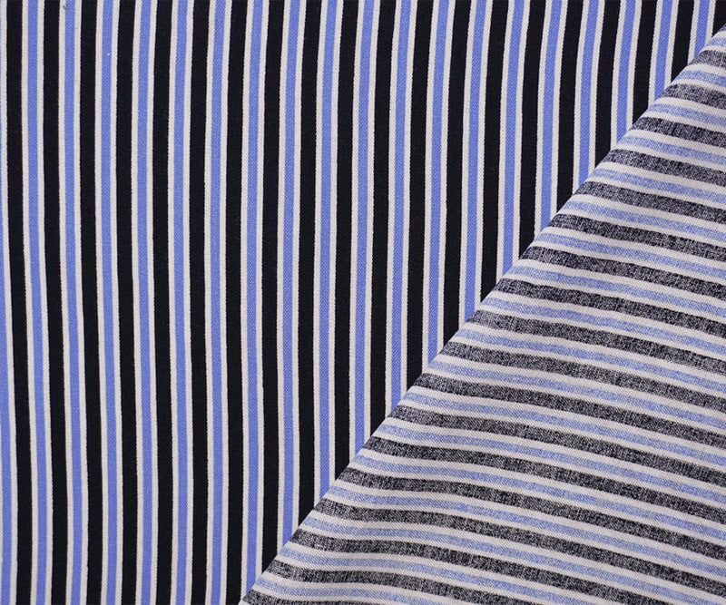 Blue-White Rayon Stripe Printed Challis Woven Fabric