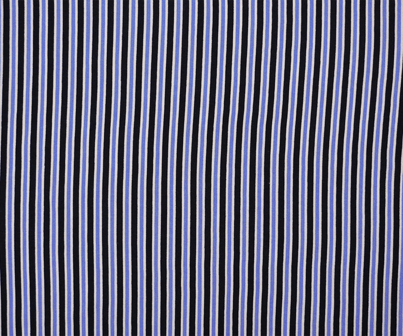 Blue-White Rayon Stripe Printed Challis Woven Fabric