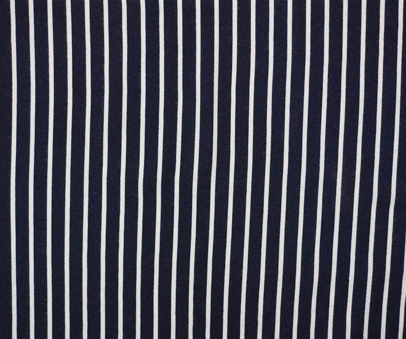 Deep Blue-White Rayon Stripe Printed Challis Woven Fabric