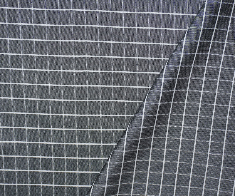 Black-White Rayon Check Woven Fabric