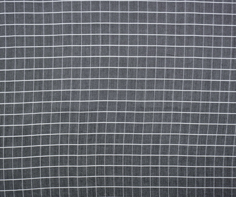 Black-White Rayon Check Woven Fabric
