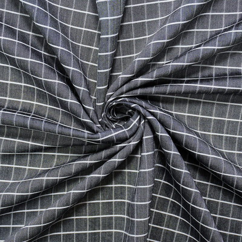 Black-White Rayon Check Woven Fabric