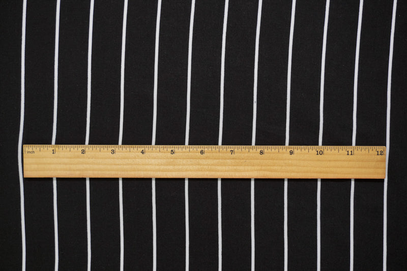 Black-White Rayon Stripe Printed Challis Woven Fabric